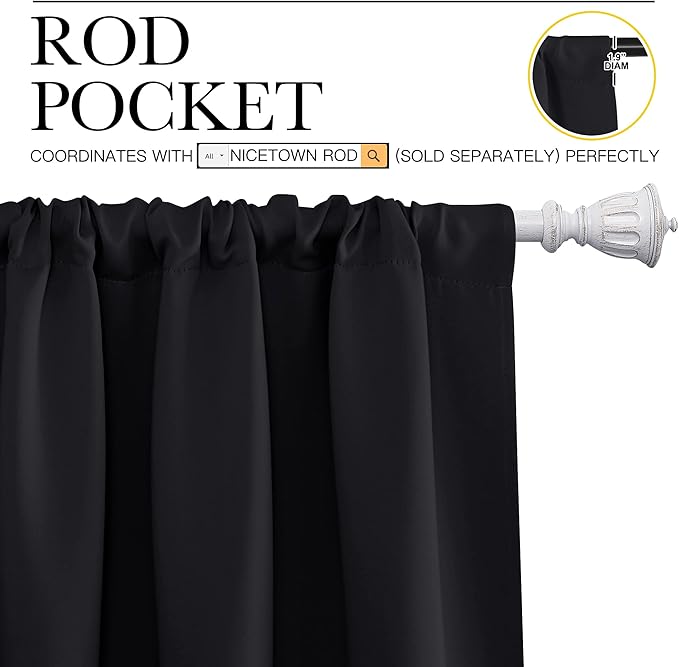 NICETOWN Halloween Black Out Curtain Panels for Kitchen - Energy Smart Decoration Thermal Insulating Blackout Drapes/Draperies for Small Window (2 Panels, 34 inches Wide by 72 inches Long)