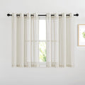 NICETOWN 48 inch Curtains 2 Panels Set for Kitchen, Grommet Semi Sheer Short Curtains & Drapes Privacy with Light Filtering Window Treatments for Cafe, Natural, W52 x L48, 2 Pieces