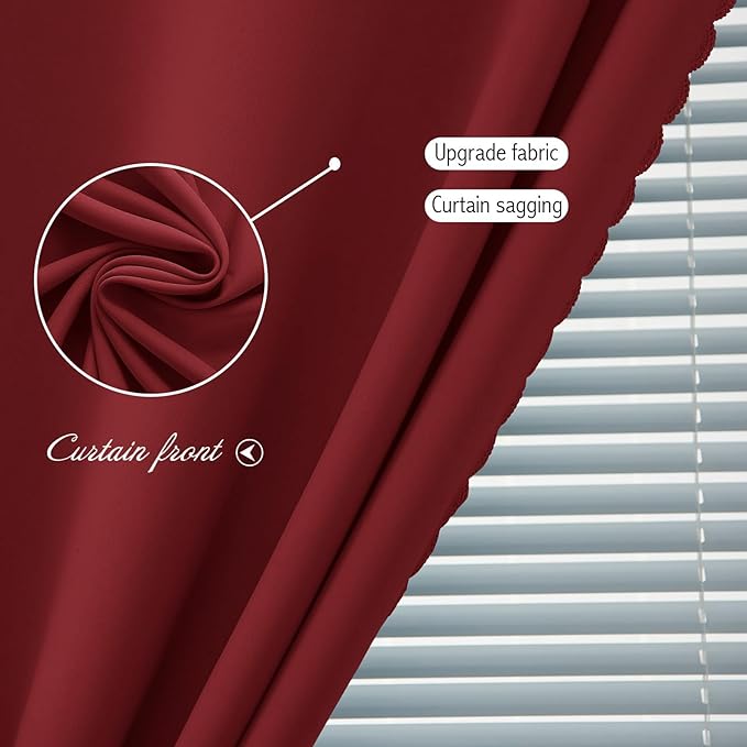 Self Adhesive Curtains, Stick Curtain Blackout Shades Window Cover Curtains for Living Room No Drilling, 35" W X 71" L, Burgundy, 1 Panel