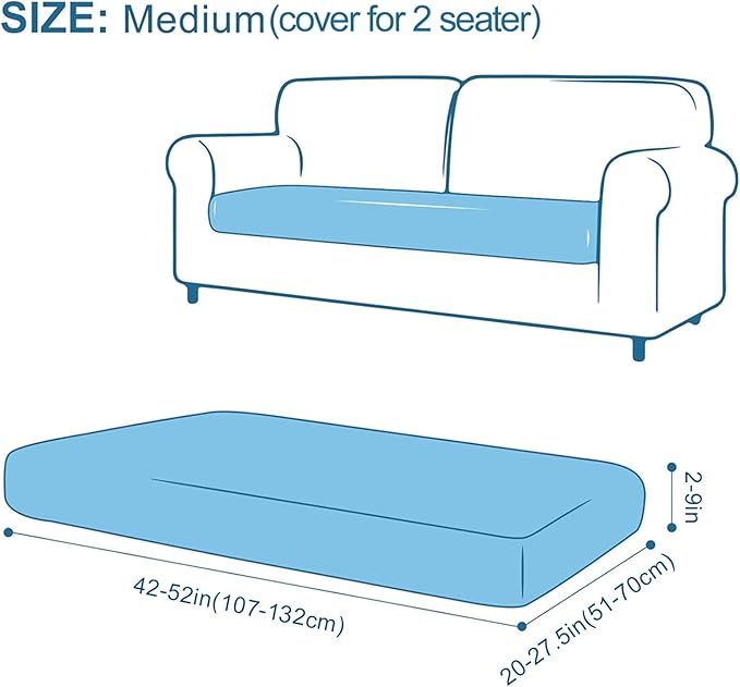 Smiry Printed Couch Cushion Covers, Stretch Soft Couch Covers for Sofa, Washable Non-Slip Sofa Slipcover Furniture Protector for Indoor and Outdoor (Medium, Green)
