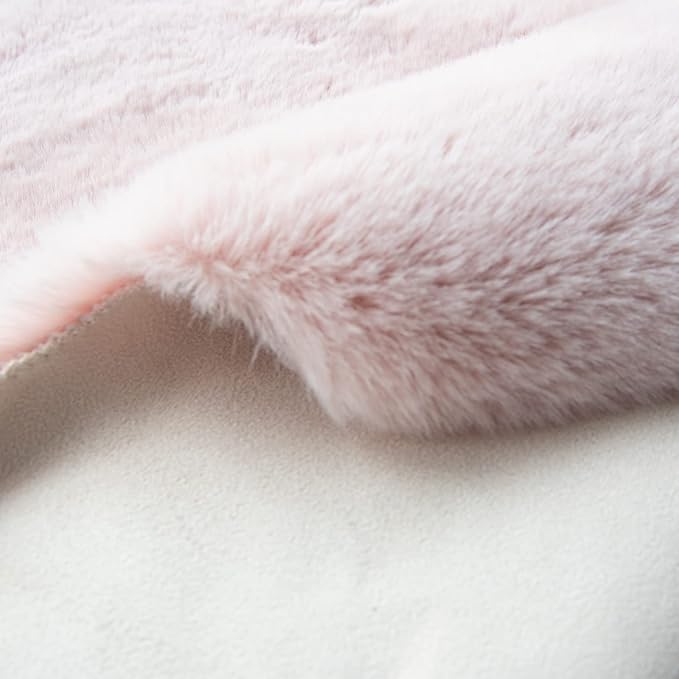 ORINOVA Pink Fluffy Shag Carpet Faux Bunny Washable Plush Fur Area Rugs for Bedroom 4x6 Nursery Rug for Living Room