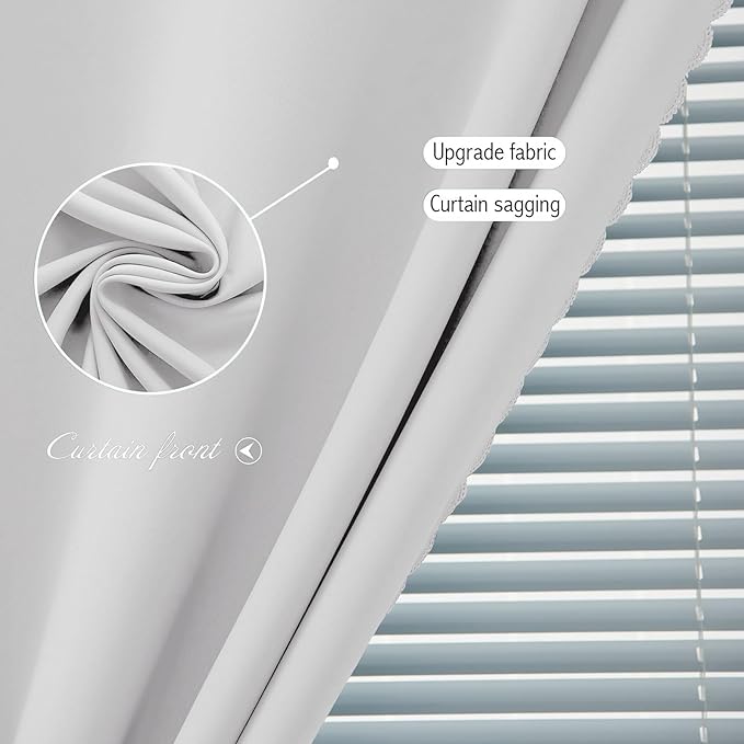Blackout Curtains for Bedroom Sticky Curtain Blackout Window Cover Self Adhesive Curtains Rod No Drillng, 35" W X 71" L, Light Grey, 1 Panel