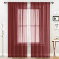 SpaceDresser Basic Rod Pocket Sheer Voile Window Curtain Panels Burgundy 1 Pair 2 Panels 52 Width 90 Inch Long for Kitchen Bedroom Children Living Room Yard(Burgundy,52 W x 90 L)