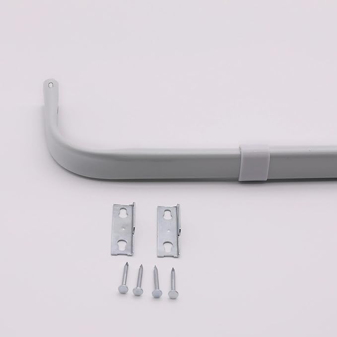 Yafa Home Fashion Heavy Duty Single Standard Adjustable Curtain Rod Hardware Included (White, 18"- 28")