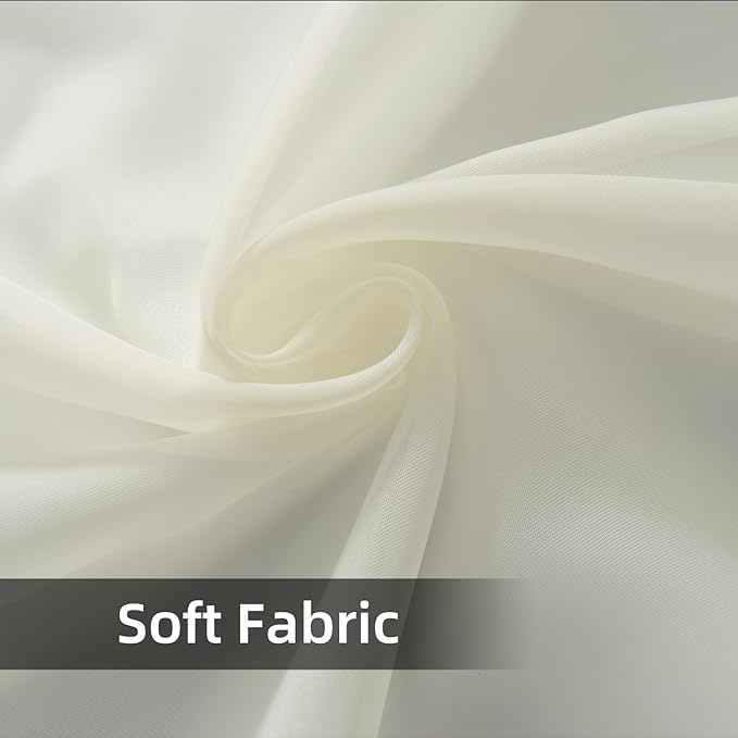 youleyar Solid Sheer Rod Pocket Curtain Voile Draperies 2 Panels White Beige Black Grey Coffee 70 Inch Width 108 Inch Long 1 Pair for Kitchen Bedroom Children Living Room Yard(Ivory,70Wｘ108L)