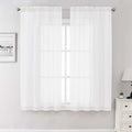 Lecloud White Sheer Curtains 68 Inch Length 2 Pcs, Voile Dual Rod Pocket Living Room Curtains for Bedroom, Elegant Window Treatments with Light Filtering Drapes for Bathroom, Each Panel 42" W x 68" L