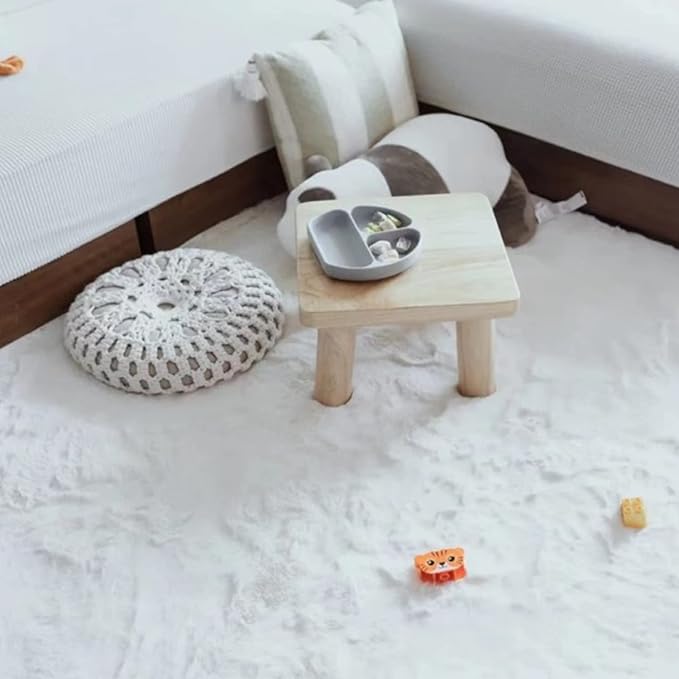 Ghouse Faux Rabbit Fur Round Rug 6ft White Round Rugs for Bedroom Decor Fluffy Area Rugs for Living Room, no-Shedding Carpet Sheepskin Washable Rug Rome Decor