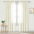 DWCN Ivory Sheer Curtains Semi Transparent Voile Rod Pocket Curtains for Bedroom and Living Room, 42 x 84 inches Long, Set of 2 Panels