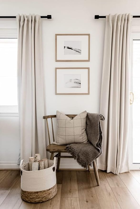 100% Blackout Shield Linen Blackout Curtains for Bedroom 96 Inches Long, Back Tab/Rod Pocket Living Room Drapes, Thermal Insulated Blackout Curtains 2 Panels Set, 50" W x 96" L,Cream