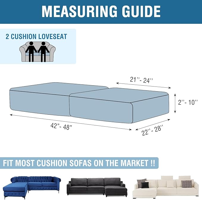 Couch Cover Stretch Velvet Sofa Cushion Cover 2-Piece - Elastic Washable Slipcover for Seat or Backrest, Couch Seat Covers for Sofas (Taupe)