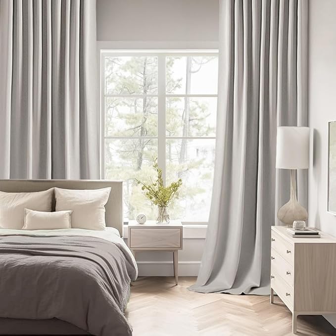MIULEE Stone Back Tab Blackout Curtains 84 Inch Length 2 Panels Set for Living Room Bedroom Privacy, Rod Pocket/Pinch Pleat Thermal Insulated Room Darkening Pleated Light Blocking Drapes