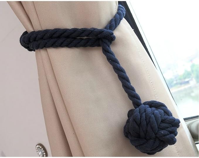 Melaluxe 2 Pack Curtain Tiebacks - Heavy Duty Curtain Rope Tieback, Handmade Rural Decorative Curtain Holdbacks (Yellow)