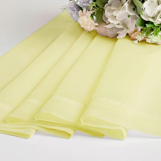 OWENIE Sheer Curtains 84 inches Long 2 Panels Set for Living Room/Bedroom, Rod Pocket Voile Sheer Panel Drapes, Airy Soft Fabric Window Treatments, 2pcs, Each 42" W x 84" L, Light Yellow