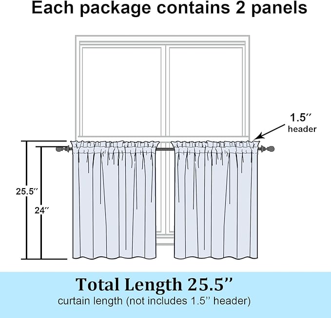 Simplebrand Sheer Charcoal Grey Kitchen Curtains 24 Inch Length Tier Curtains 2 Panels, Light Filtering Geometric Jacquard Clip Textured Semi Sheer Short Window Curtains for Bathroom, 30x24 inch