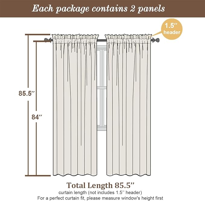 Chyhomenyc Lilac Sheer Curtains 84 Inch Length 2 Panels, Light Filtering Soft Airy Voile Rod Pocket Sheer Window Drapes for Bedroom Living Room, Each 42Wx84L Inches