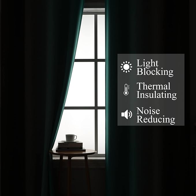 Estelar Textiler Teal and Brown Blackout Curtains for Bedroom, Thermal Insulated Drapes 108 Inches Long, Full Light Blocking Energy Saving Long Curtains for Living Room, 52Wx108L, 2 Panels