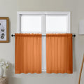 Gwine Burnt Orange Sheer Curtains 30 Inch Length, Short Light Filtering Voile Small Cafe Kitchen Curtains with Rod Pocket, Fall Short Curtain for Bathroom Window, 42Wx30L Inch, 2PCS