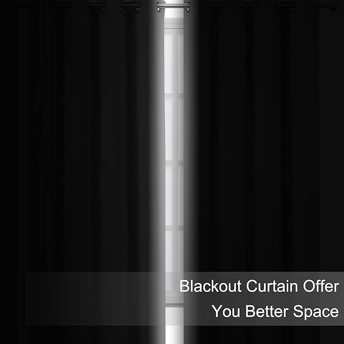 LEMOMO Blackout Curtains 42 x 95 inch/Light Grey Curtains Set of 2 Panels/Thermal Insulated Room Darkening Bedroom Curtains