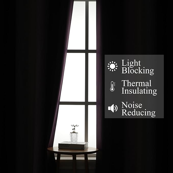 Estelar Textiler Black and Purple Ombre Blackout Curtains 45 Inch Length 2 Panels, Full Room Darkening Gradient Drapes for Kitchen, Thermal Insulated Grommet Short Curtains for Bathroom,52Wx45L