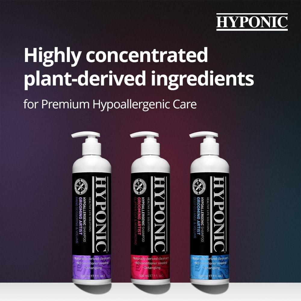 HYPONIC Grooming Artist Shampoo - Hypoallergenic Pet Shampoo for Groomers (Hand Scissoring & Volume (17.9 oz))