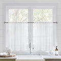 DWCN Short White Sheer Curtains 36 inches Long 2 Panels, Kitchen Tiers Valances Curtain Drapes, Rod Pocket Voile Curtains for Bathroom/Cafe/Basement Small Half Window, 2pcs, Each W42 x L36