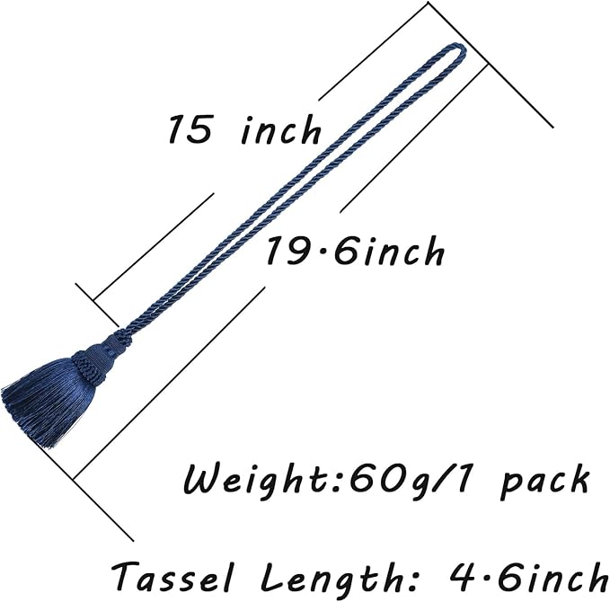 Fenghuangwu 2 Pack Curtain Tie Backs Rope Tassels for Curtains Drape tiebacks Handmade Outdoor Home and Outdoor Decorative (Navy, 2p)