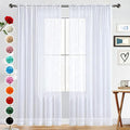 SpaceDresser Basic Rod Pocket Sheer Voile Window Curtain Panels White 1 Pair 2 Panels 52 Width 90 Inch Long for Kitchen Bedroom Children Living Room Yard(White,52 W x 90 L)