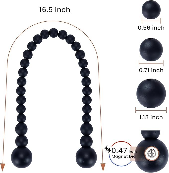 KLOGTSIND Magnetic Curtain Tiebacks, Curtain Tie Backs for Curtains 6 Pack, Wood Bead Curtain Tiebacks, Curtain Holders for Boho Bedroom Decor, Baby Nursery Decor, Farmhouse Decor