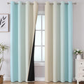 Estelar Textiler Aqua and Beige Blackout Curtains 102 Inch Length 2 Panels Set, Thermal Insulated Ombre Grommet Drapes for Bedroom, Full Room Darkening Gradient Curtains for Living Room,52Wx102L