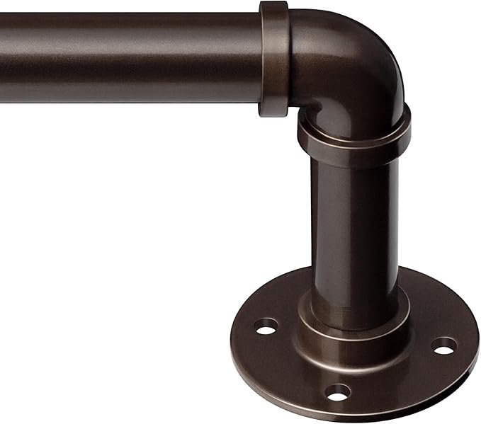 Zeerobee Curtain Rods for Windows 144 to 168, 1 Inch Industrial Wrap Around Antique Bronze Curtain Rod, Indoor/Outdoor Room Divider Adjustable Drapery Pole, 144"-168"