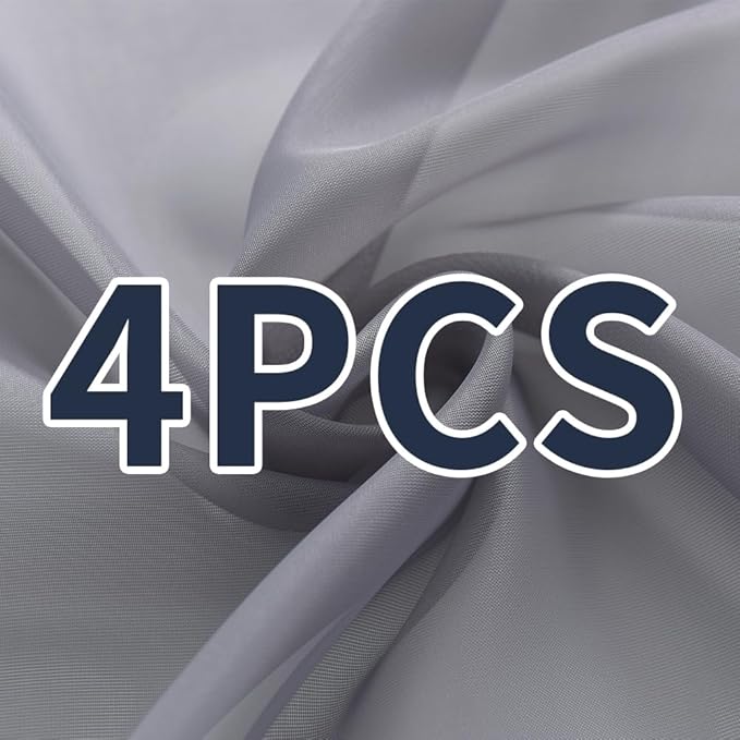 SpaceDresser Grey Sheer Curtains 4 Panels Rod Pocket Semi-Sheer Curtain 72 Inches Long Light Filtering Voile Window Drapes for Bedroom Living Room Kitchen, Each 52W x 72L
