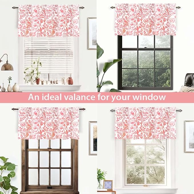 DriftAway Julia Lined Valance Double Layer Thermal Insulated Room Darkening Blackout Valances 3 Inch Rod Pocket Window Valance for Bathroom Living Room 52 Inch by 18 Inch Blush