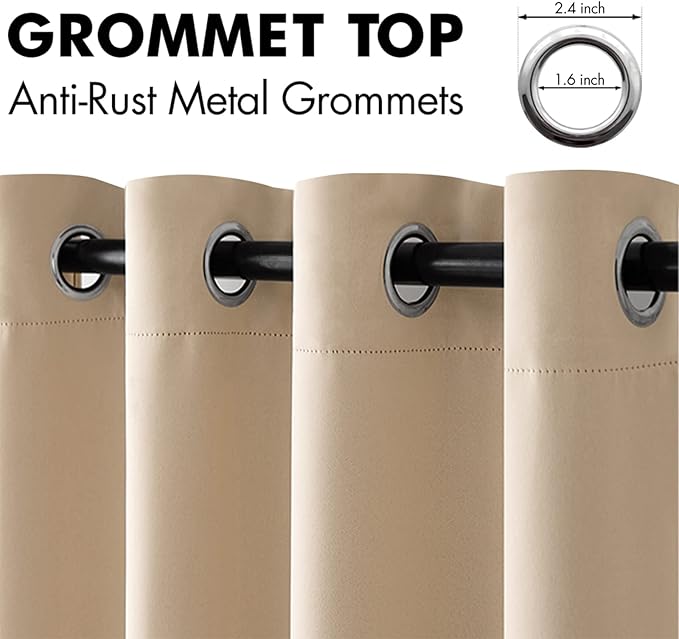 MIULEE Blackout Curtains 94 Inches Long for Bedroom Living Room Thermal Insulated Room Darkening Grommet Top Solid Light Blocking Drapery Set of 2 Window Panels Beige