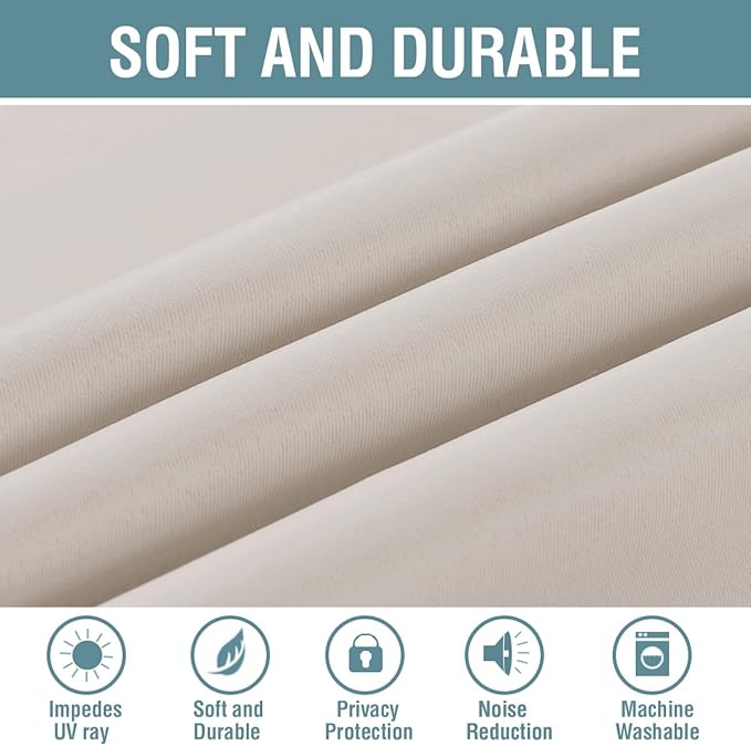 H.VERSAILTEX Blackout Patio Curtains 100 x 96 Inches for Sliding Door Extral Wide Blackout Curtain Panels Thermal Insulated Room Divider - Grommet Top, 8' Tall by 8.5' Wide - Natural