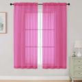 Hot Pink Sheer Curtains 63 Inch Length 2 Panels Set for Living Room Bedroom, Airy Soft Light Filtering Sheer Dining Room Curtains, Modern Rod Pocket Drapes, Hot Pink, Each 42" Wx63 L