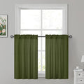 HOMEIDEAS Non-See-Through Olive Green Privacy Sheer Kitchen Curtains, 30 X 36 Inches Long 2 Panels Sheer Curtains Light Filtering Window Drapes for Bedroom Living Room