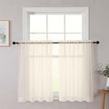 Cafe Curtains 36 Inch Length Tier 2 Pieces, Modern Soft Airy Sheer Kitchen Short Curtains for Small Window, Rod Pocket Small Curtain for Bathroom Basement, Cream, Each, 42" Wx36 L Inches