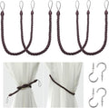 BEL AVENIR Curtain Rope Tiebacks, Drapery Rope Holdbacks with 4 Metal Screw Hooks (Purple, 4pack)