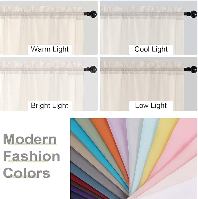 Cream Sheer Curtains for Bedroom Living Room 54 Inch Length 2 Panels Set, Solid Soft Airy Light Filtering Window Treatments, Modern Rod Pocket Drapes, Cream, 42" Wx54 L Inches