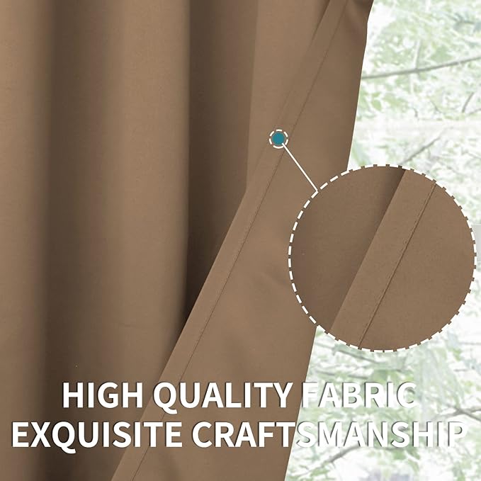 BGment Blackout Curtains for Bedroom - Grommet Thermal Insulated Room Darkening Curtains for Living Room, Set of 2 Panels (52 x 72 Inch, Taupe)