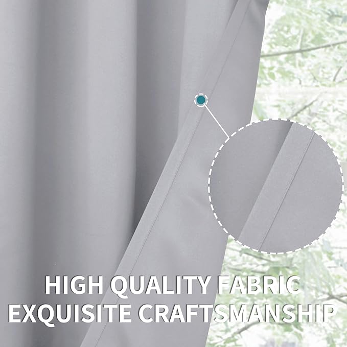 BGment Room Darkening Curtains 63 Inches Long - Grommet Thermal Insulated Drapes Window Treatment Curtains for Bedroom, 2 Panels, 70 x 63 Inch, Light Grey