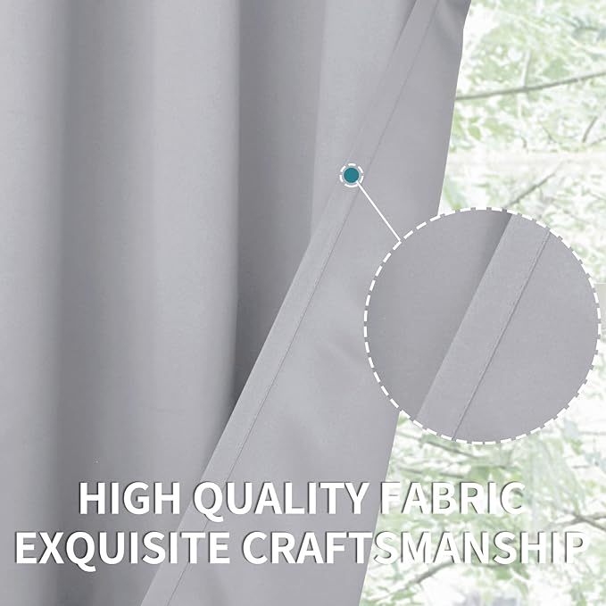BGment Room Darkening Curtains 72 Inches Long - Grommet Thermal Insulated Drapes Window Treatment Curtains for Bedroom, 2 Panels, 52 x 72 Inch, Light Grey