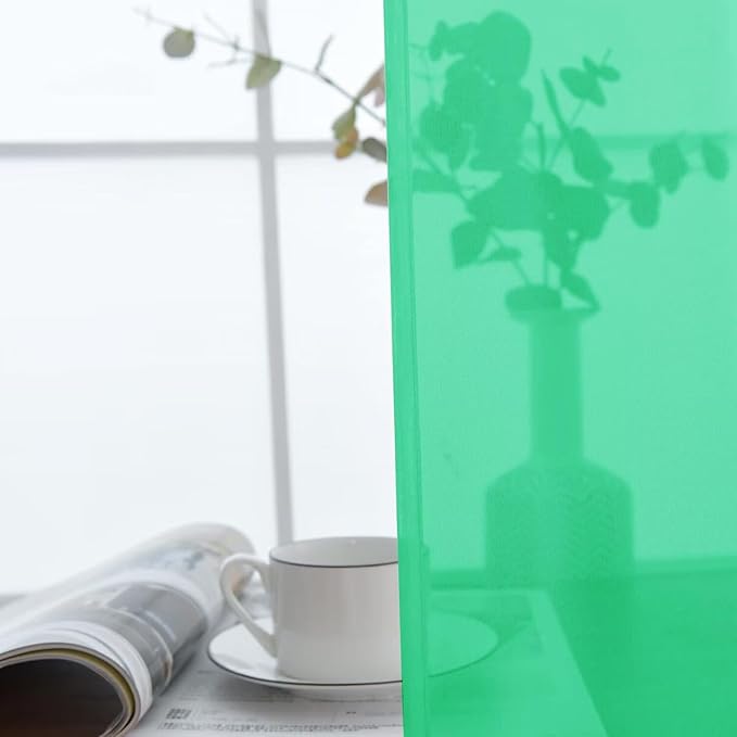 SpaceDresser Basic Rod Pocket Sheer Voile Window Curtain Panels Grass Green 1 Pair 2 Panels 52 Width 45 Inch Long for Kitchen Bedroom Children Living Room Yard（Grass Green, 52W x 45L）