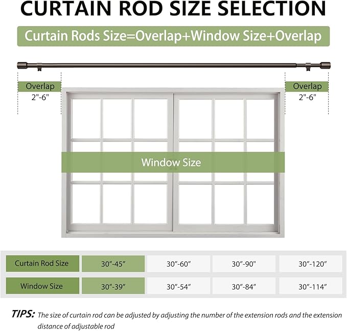 5/8” Diameter Curtain Rods 30-45 Inch, for 30-39 Inch Windows, Adjustable Splicing Bronze Curtain Rods for Windows with Brackets, Window Rod Long Small Curtains Rod