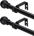 GXOACKJ 2 Pack Black Curtain Rods for windows 66 to 120 inch, 5/8 inch Splicing Heavy Duty Metal Curtain Rod Set with Brackets