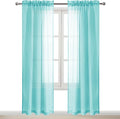 DWCN Aqua Sheer Curtains Semi Transparent Voile Rod Pocket Curtains for Bedroom and Living Room, 42 x 84 inches Long, Set of 2 Panels