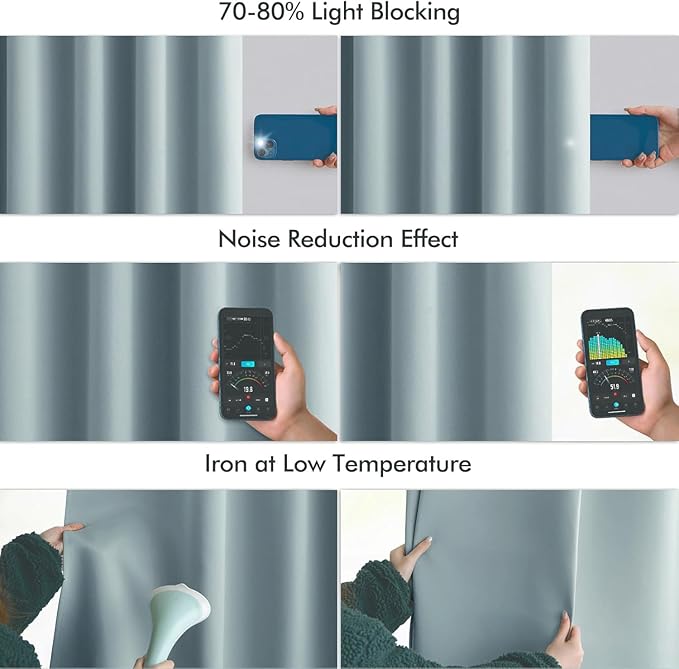 MIULEE Slate Blue Back Tab Blackout Curtains 120 Inch Long 2 Panels Set for Bedroom, Rod Pocket/Pinch Pleated Extra Long Thermal Insulated Living Room Darkening Light Blocking 10FT Drapes