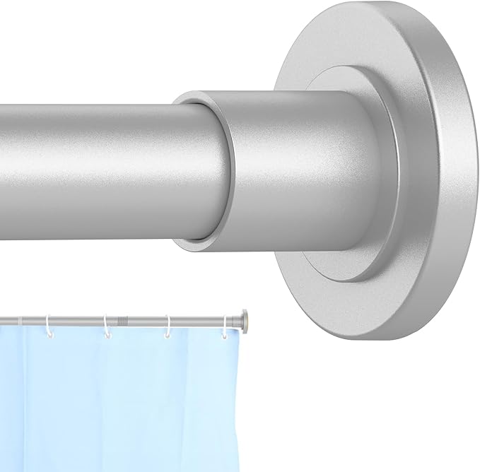 CorkLatta Silver Shower Curtain Rod 31 to 68 Inch,1 Inch Diameter Adjustable Spring Tension Stainless Steel Telescoping Rod,Easy Install,No Rust