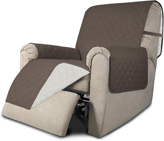 Easy-Going Recliner Sofa Slipcover Reversible Sofa Cover Water Resistant Couch Cover Furniture Protector with Elastic Straps for Pets Kids Children Dog Cat (Recliner, Taupe/Ivory)