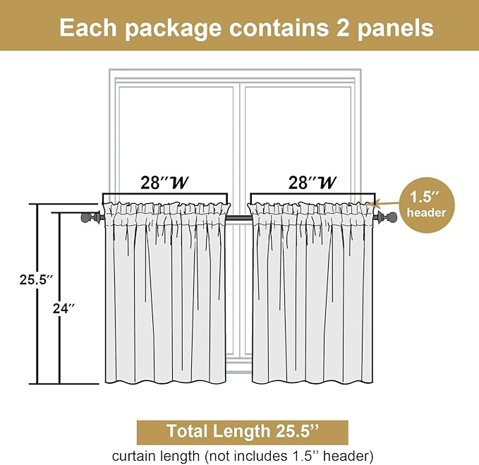 Lecloud Leia Navy Blue Kitchen Sheer Curtains 24 Inch 2 Pcs, Jacquard Leaf Textured Voile Short Curtain Tiers with Dual Rod Pocket, Soft Airy Bathroom Bedroom Curtains for Small Windows, 28" W x 24" L